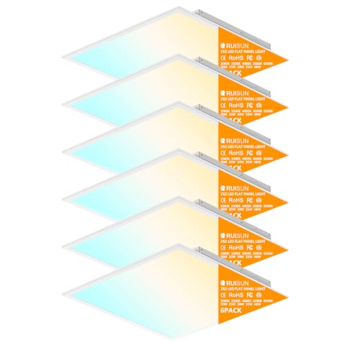 6 Pack 2x2 LED Flat Panel Lights with 5CCT Selectable, 4800LM, ETL - size: 2x2FT 6PACK