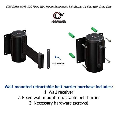 Crowd Control Warehouse WMB-120 Fixed Wall Mount Retractable Belt Barrier - color: Red"DANGER : KEEP OUT"
