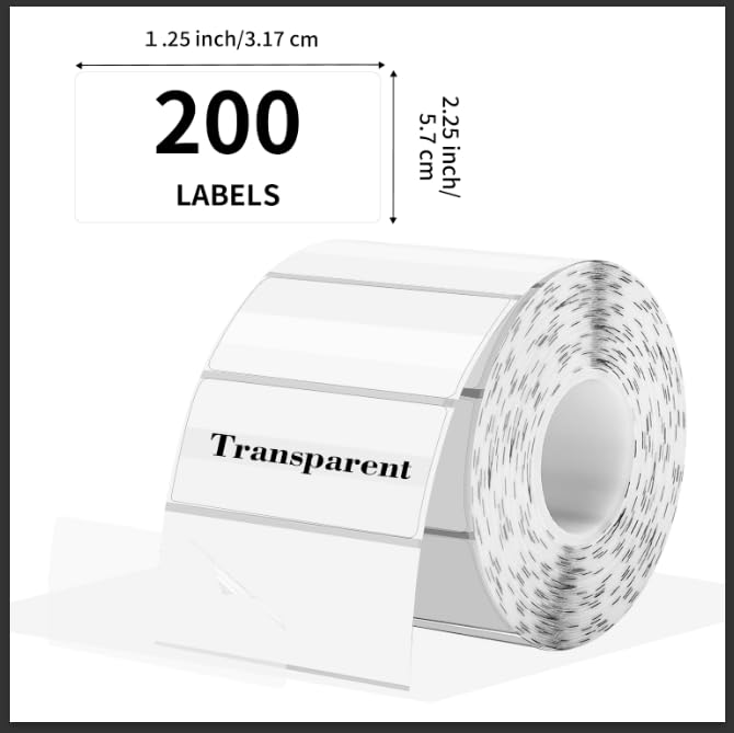 Transparent Thermal Labels Stickers, 2.25 x 1.25 Inch Clear Labels, Self-Adhesive Direct Thermal Stickers for Logo Design- Waterproof/ 200 Sheets - color: Transparent, size: 2.25"x1.25"