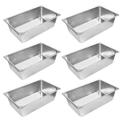 6 Pack Full Size Steam Table Pans,Stainless Steel Hotel Pan,1/1 6 Inch Deep Anti Jam Commercial Table Pan,20.8" L x 13" W Catering Pans Food Pans for Hotels, Restaurants and Home Use - size: 1/1 Size 6inch
