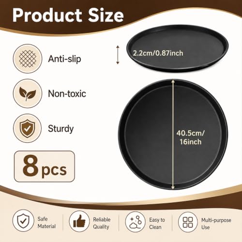 8 Pcs 16'' Restaurant Serving Trays with Non Slip Rubber Lined