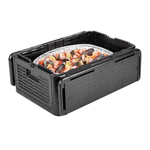 Restaurantware-Cater Tek 42 Quart Catering Hot Box, 1 Top Load Insulated Food Pan Carrier - Holds 1 Full Size 8” Deep Pan, Collapsible, Black EPP Plastic Food Box With Handles, Portable, For Buffet - size: 42 Quart