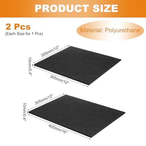 MECCANIXITY 2 Pcs Black Foam Inserts 16"Lx12"Wx0.4"T & 12"Lx12"Wx0.4"T - size: 16"Lx12"Wx0.4"T / 12"Lx12"Wx0.4"T