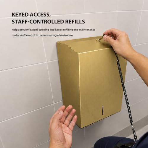 Stainless Steel Paper Towel Dispenser Wall Mount for Commercial Bathrooms - color: 3813-gold