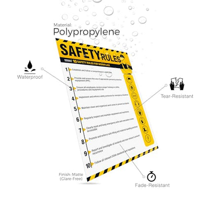 Workplace Safety Rules Poster 18'' x 24'' - OSHA Compliant Safety Rules Poster for Workplace, Warehouses, Office & Industrial, Laminated Workplace Rules Poster Guidelines Waterproof, Tear-Resistant - size: General