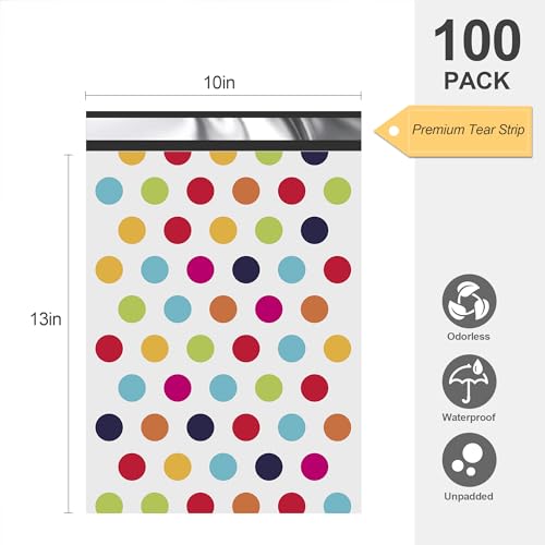 JinRuiKJ Thank You Poly Mailers 10x13 100 Pack, Polka Dots Design - color: Colorful Polka Dots, size: 10x13'' - 100 Pack