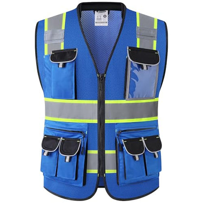 JKSafety Reflective Safety Vest for Men Cushioned Collar JK89M Blue M - color: Mesh-blue, size: Medium