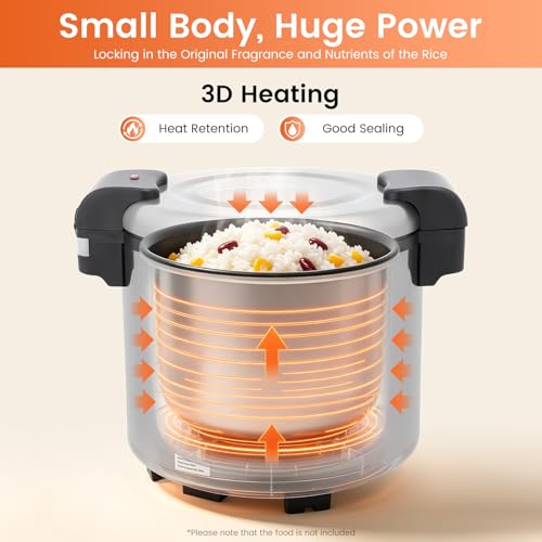 23L Electric Rice Warmer, Stainless Steel Commercial Food Warmer for Rice Soup Catering Restaurant Buffet Kitchen Use Durable Heating Equipment Suitable for Chefs Small Business Large Events