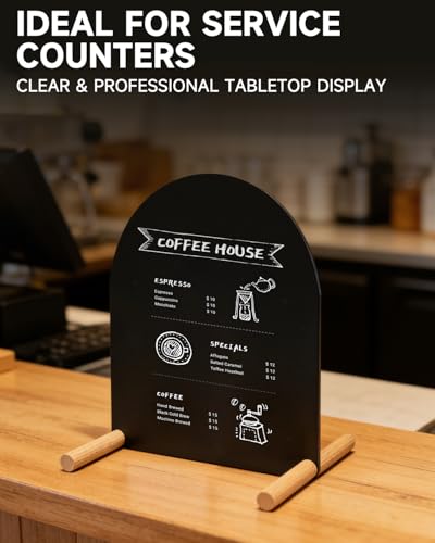 Tabletop Menu Display Stand with Writable Board and Magnetic Holders - size: A5 Horizontal (11 × 6.7 in)