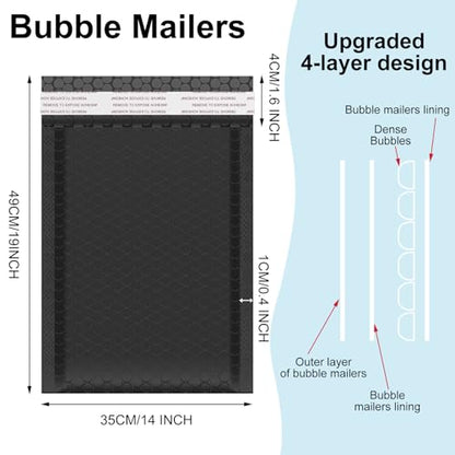 Henoyso 30 Pcs Bubble Poly Mailers Padded Envelopes,Black,14 X 19 Inches - color: Black, size: 14 x 19 Inches