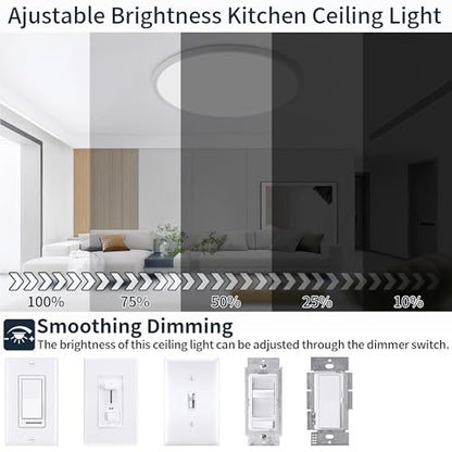 MOONSEA 20 Inch LED Dimmable Flush Mount Ceiling Light Fixture 40W Round - color: White, size: 20 Inch