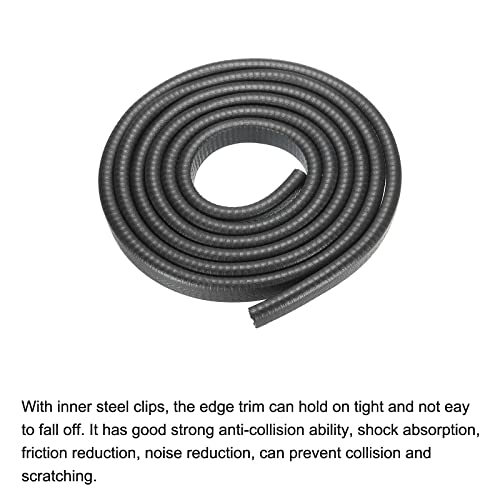 uxcell Edge Trim Black U Shape Edge Protector Rubber with Steel Clips Fits 13/64"-5/16" Edge 9.84Ft/3Meter Length Door Edge Guards - size: 5-8mm