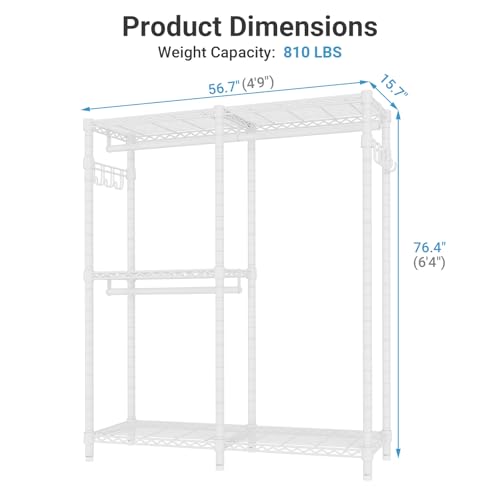 VIPEK V4 Garment Rack for Hanging Clothes Heavy Duty Portable Closet - color: White, style: V4