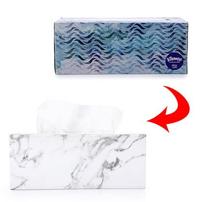 Sumnacon Tissue Box Cover Rectangle with Magnetic Bottom,Marble White,M - color: Marble White, size: Medium