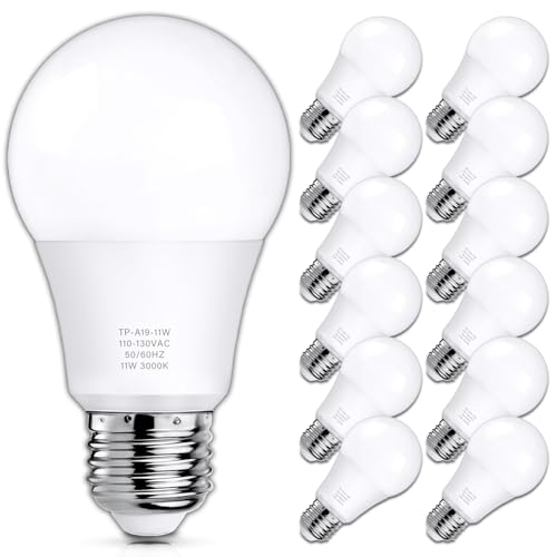 MAXvolador A19 LED Light Bulbs, 100 Watt Equivalent LED Bulb, 1100 Lumens Soft White 3000K E26 Medium Base, Non-Dimmable 11W LED Bulb 12-Pack - color: Soft White
