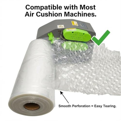 Nylon-Enriched HDPE+PA Bubble Pillow Film Roll – 1000ft x 16" x 12", Perforated Every 12", Air Cushion Packing Material for Shipping, Moving, Improved Barrier, Thicker & Long-Lasting