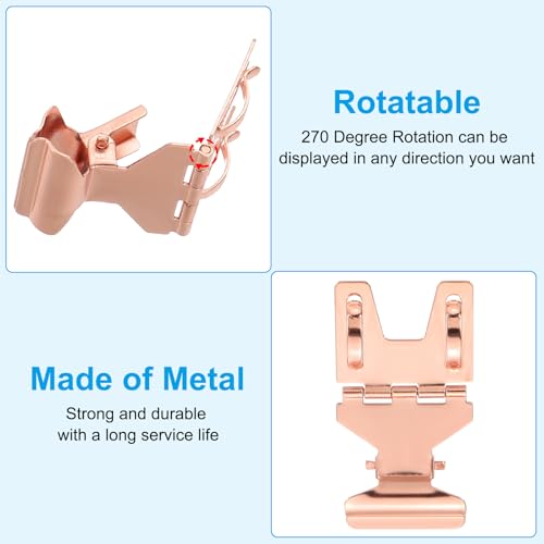 PATIKIL 10Pcs Metal Sign Clip Rotatable Sign Holder Stand Clip Rose Gold - color: Rose Gold