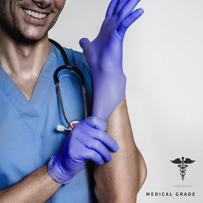 Medguy Medical Nitrile Exam Gloves, 4 Mil Powder-Free Latex-Free Disposable Food-Safe Cooking Cleaning, Blue-Violet 100 Pcs - color: Small (Blue-violet)