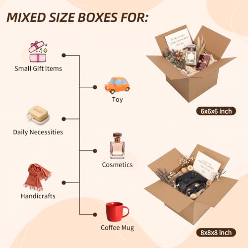 ZBEIVAN Shipping Boxes Mailers Assorted Sizes 8x8x8, 6x6x6 inches Corrugated Cardboard Small Packing Kraft Moving Mailing Box, Pack of 30 - size: 8X8X8&6X6X6 inch