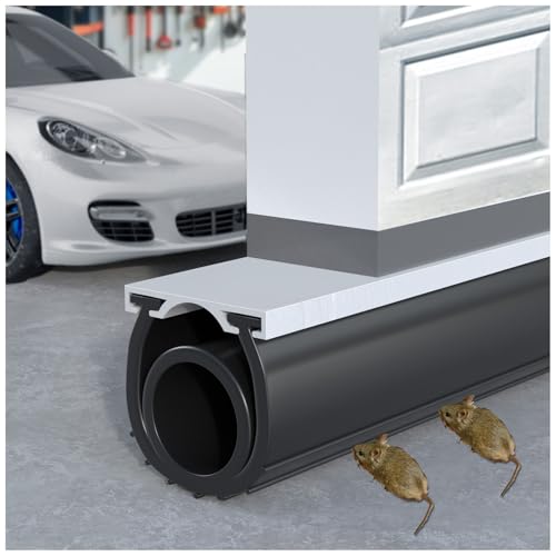 Premium Garage Door Bottom Seal - 10ft Weatherproof EPDM Rubber, Easy Install, Blocks Drafts/Rain/Rodents, Noise-Reducing & Energy Saving - color: with Track, size: 10 Feet