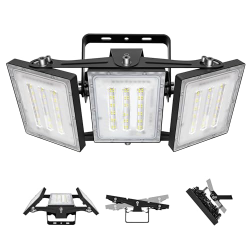 LED Flood Light Outdoor, STASUN 150W 15000lm 6000K Daylight White IP66 Waterproof, Commercial Parking Lot Light,3 Heads for Yard Street Stadium House Floodlight Bright Security Lights for Outdoor Area - color: 1 Pack, size: 150 Watt