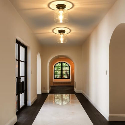 Semi Flush Mount Ceiling Light, Modern Kitchen Lighting Fixtures Ceiling, Rustic Ceiling Light Fixtures, Ceiling Lights with Glass Shade for Hallway Foyer Entryway Bedroom - color: 1 Pack Clear Glass, size: 1 Pack