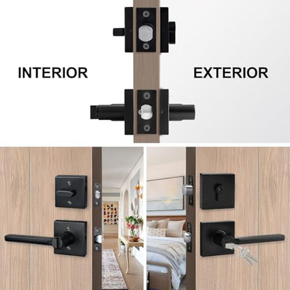 6 Sets Front Exterior Door Lock Set with Entry Lever, Keyed Alike - size: 6 Pack, style: Deadbolt+Entry Lever