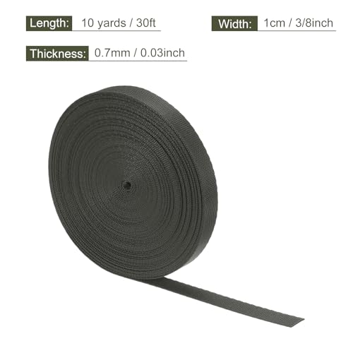 MECCANIXITY Flat Nylon Webbing Strap 3/8 Inch 10 Yards Ink Black - color: Ink Black, size: 3/8 Inch x 10 Yards