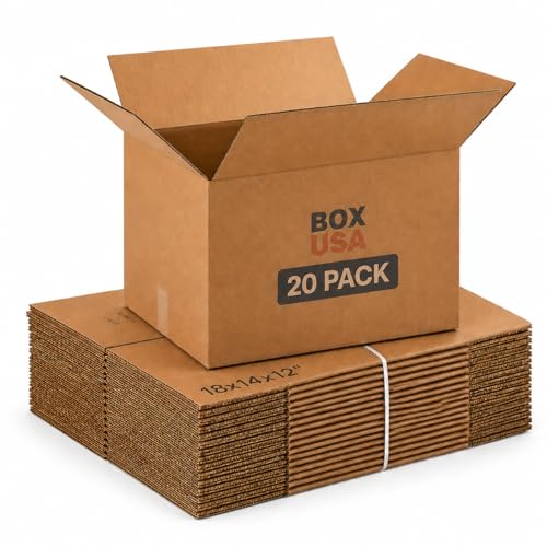BOX USA Moving Boxes Holds 65lbs, 18"L x 14"W x 12"H (20-Pack) Medium - Corrugated Cardboard Box for Shipping, Mailing, Packing, Packaging and Storage - size: Med 20-Pk 18x14x12"