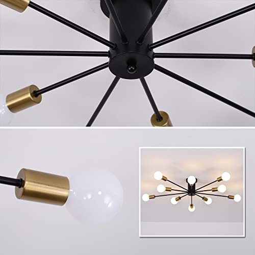 Garwarm 10-Light Sputnik Ceiling Light Fixture, Modern Sputnik Chandelier - color: 10 Lights/Black and Gold