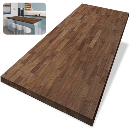 Howizz Walnut Butcher Block Countertop 48 x 30 x 1.5 Inches - Solid Wood Table Top for Desk Top, Dining Table, Workbench Top - color: Acacia - Finger Joint - Walnut - Finished, size: 48"L x 30"W x 1.5"Th