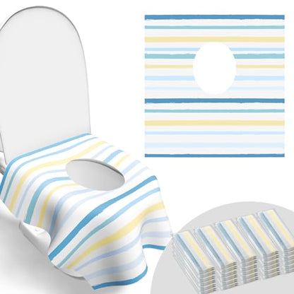 Toilet Seat Covers Disposable, Large Waterproof Potty Covers for Toddlers, Kids, and Adults, Toddler Potty Training for Public Restroom, Airplane, Trip, Individually Wrapped for Travel (Wave) - color: Wave