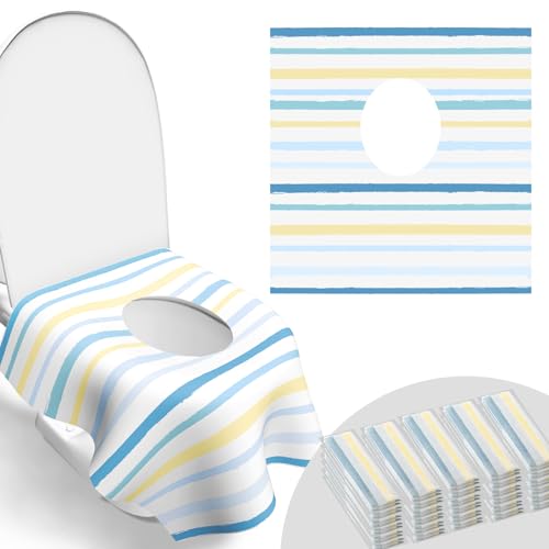 Toilet Seat Covers Disposable, Large Waterproof Potty Covers for Toddlers, Kids, and Adults, Toddler Potty Training for Public Restroom, Airplane, Trip, Individually Wrapped for Travel (Wave) - color: Wave