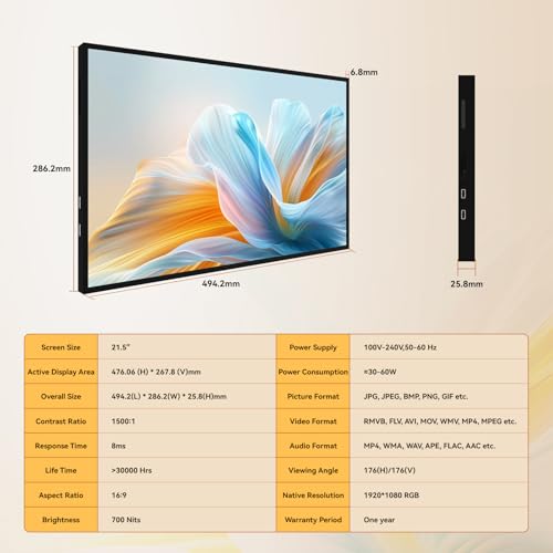 21.5" Digital Signage Display 700-Nit Android Commercial Display - size: ['21.5']