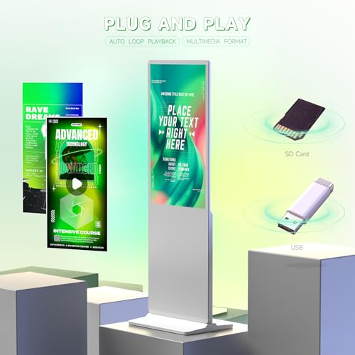 Touch Screen Digital Kiosk, 43 Inch Interactive Digital Signage Display for Retail, Mall, Office Lobby, Events, Advertising Board with Built-in Media Player