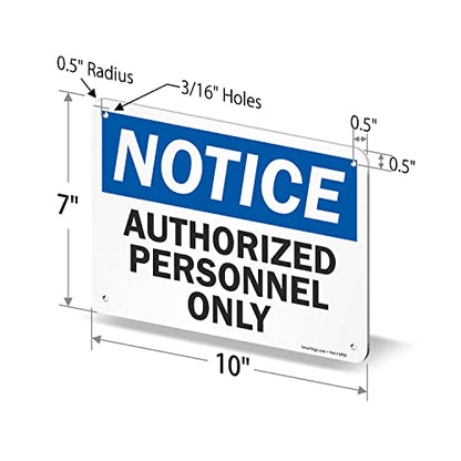 SmartSign Notice Authorized Personnel Only Sign - 7"x10" Laminated Rustproof Aluminum OSHA Safety Sign, Black/Blue on White, Made in USA - size: 7" x 10"
