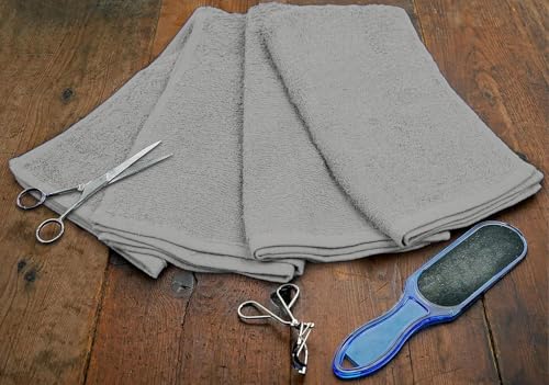 Salon Towels – Pack of 24 (16"x27") 100% Cotton Ring Spun (Not Bleach Proof) Ultra Soft, Highly Absorbent Hand Towels – Bulk for Spa, Gym & Salon (Silver Grey) - color: Silver Grey