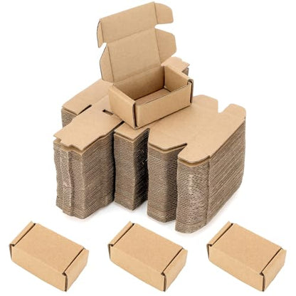 Ellbest 50Pcs 2.8x1.6x1.1" Kraft Cardboard Boxes, Brown - size: 2.8 x 1.6 x 1.1 inches