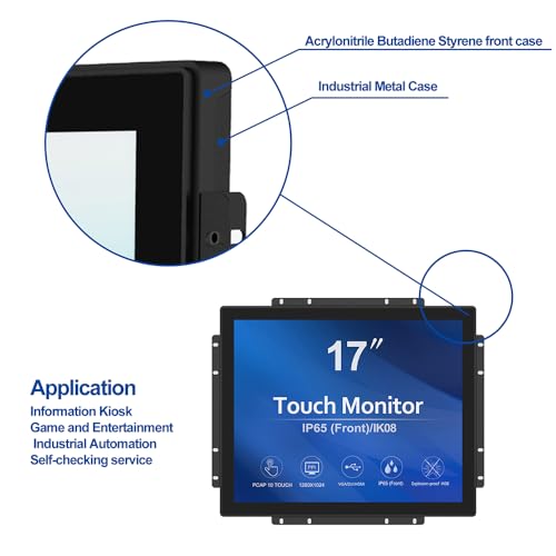 GreenTouch 17 Inch 10 Points Open Frame Industrial Touch Monitor - PACP -1280X1024-LED Display Metal Housing with HDMI,DVI,VGA Port Built-in - size: 17 IN