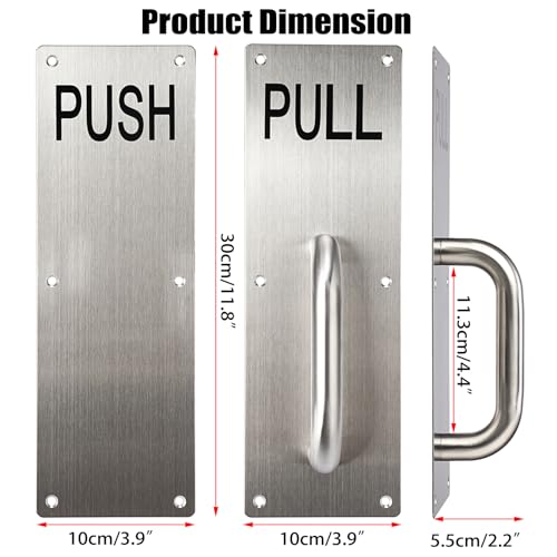 Sumnacon 1 Set 12" Stainess Steel Door Handle Pull Push Plate Handle,Silver - color: Silver, size: 11.8x3.9 Inches