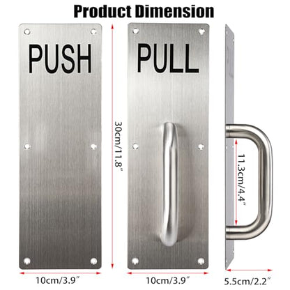 Sumnacon 1 Set 12" Stainess Steel Door Handle Pull Push Plate Handle,Silver - color: Silver, size: 11.8x3.9 Inches