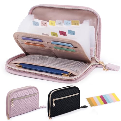 Small Accordion File Organizer, 8x5.5 Receipt Organizer for Business,Travel - color: Pink, size: Small