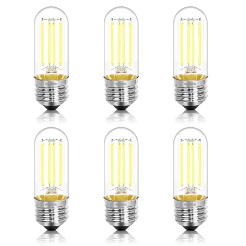 3.2 Inch 5000K Daylight White E26 LED Bulb 60 Watt Equal, AC 120V 600LM Edison Bulbs Dimmable, 6W T10 T30 Filament Light Bulbs Clear Glass for Fan Pendant Wall Light, ETL Certified-6 Pack - size: 3 Inch 6W (6 Count)