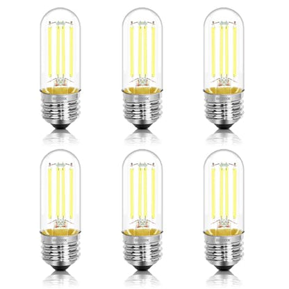3.2 Inch 5000K Daylight White E26 LED Bulb 60 Watt Equal, AC 120V 600LM Edison Bulbs Dimmable, 6W T10 T30 Filament Light Bulbs Clear Glass for Fan Pendant Wall Light, ETL Certified-6 Pack - size: 3 Inch 6W (6 Count)