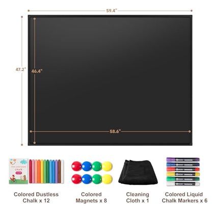 SELEAD Magnetic Chalkboard 60 x 48 Inches - Black Aluminum Frame - size: 60"W x 48"H
