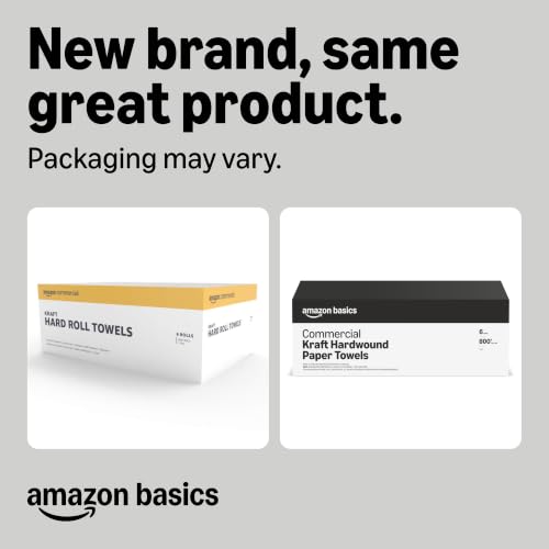 Amazon Basics 1-Ply Kraft 7.9" Hard Roll Paper Towels | Bulk | Made from 100% Recyclable Material | Compatible with Universal Dispensers | 800 feet per Roll (6 Rolls) (Previously AmazonCommercial) - color: Brown, size: 6 Count (Pack of 1)