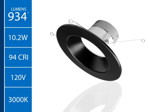 NICOR DLR566091203KBK DLR56(v6) 5/6-inch Black 900 Lumen 3000K Recessed LED Downlight - color: Black, style: 1 Pack