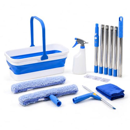 UFORU Window Cleaning Kit with 3 Gal Collapsible Bucket and Extension Pole