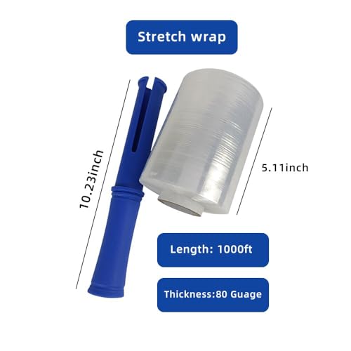 Stretch Wrap 5.11"×1000' Plastic Wrap Roll for Moving Shipping Wrap - size: 1ROLL