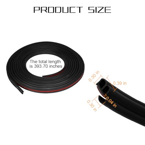 Osilly Adhesive Rubber Car Door Seal Strip, Black - color: Black, size: Style C-32FT